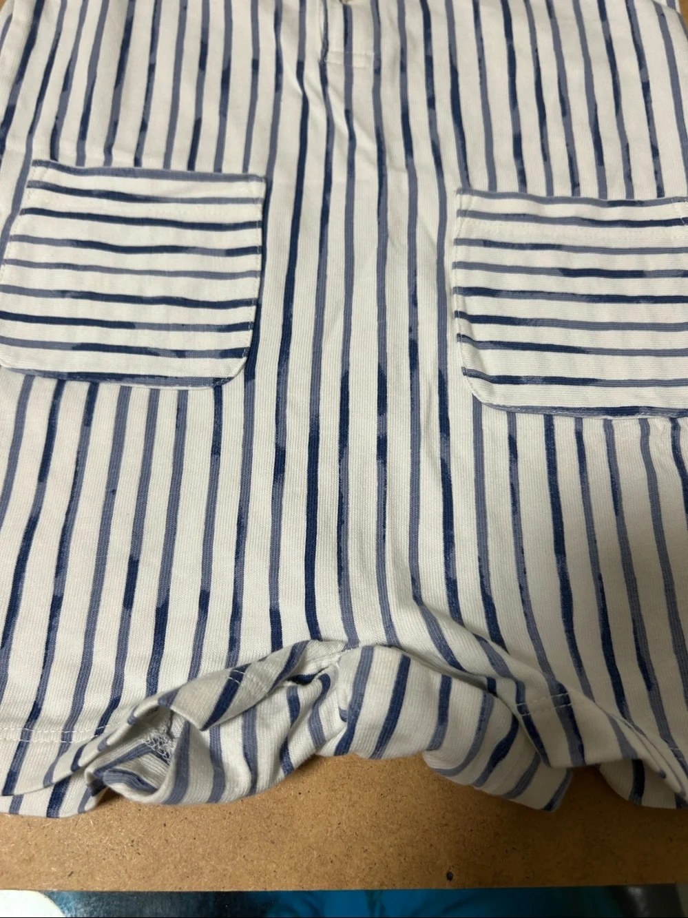 Ralph Lauren Navy & White Striped Infant Romper Sz 18 m
